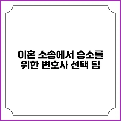 이혼 소송에서 승소를 위한 변호사 선택 팁