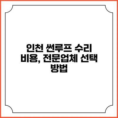 인천 썬루프 수리 비용, 전문업체 선택 방법