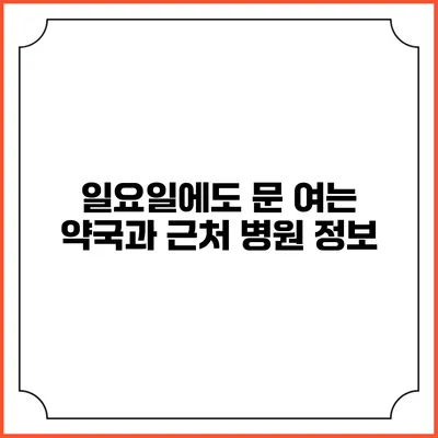 일요일에도 문 여는 약국과 근처 병원 정보