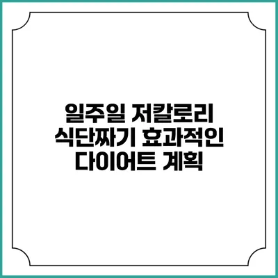 일주일 저칼로리 식단짜기 효과적인 다이어트 계획