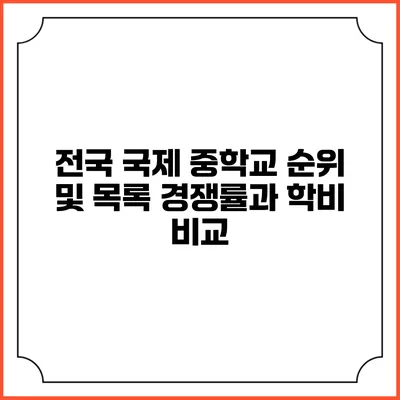 전국 국제 중학교 순위 및 목록 경쟁률과 학비 비교