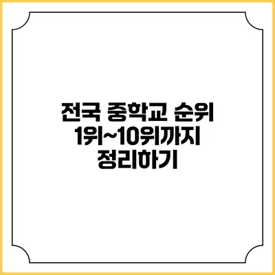 전국 중학교 순위 1위~10위까지 정리하기