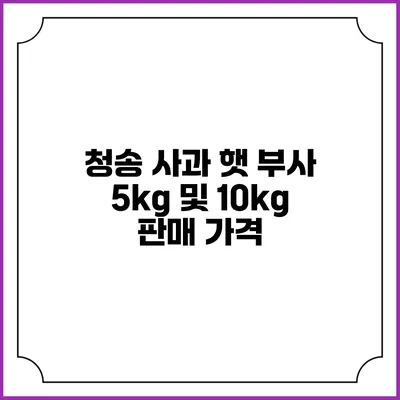 청송 사과 햇 부사 5kg 및 10kg 판매 가격