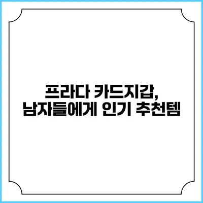 프라다 카드지갑, 남자들에게 인기 추천템