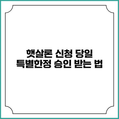 햇살론 신청 당일 특별한정 승인 받는 법